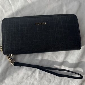 Foxer Black Wallet with Wrist Strap Long